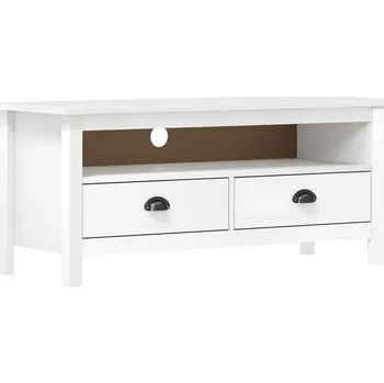 Televizní stolek vidaXL TV stolek Hill 110 x 40 x 47 cm masivní borové dřevo [288924] Barva: Bílá