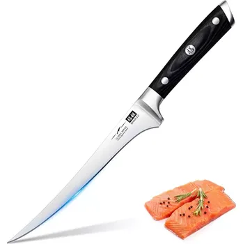 Kuchyňský nůž Filetovací nůž SHAN ZU,dřevo Pakka, damašková ocel,čepel 18cm