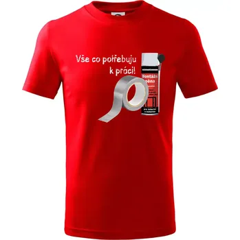 Pěna a páska - vše co potřebuji k práci - Tričko dětské bavlněné - 98 cm / 2 roky ( Červená )