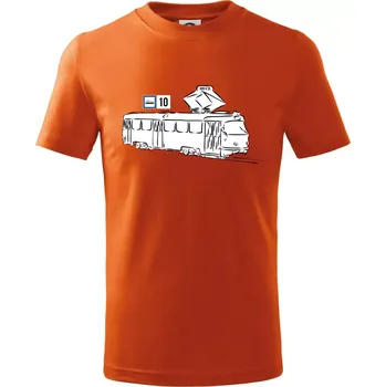 Tramvaj číslo 10 - Tričko dětské bavlněné - 158 cm/12 let ( Oranžová )