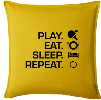 Polštář Stolní tenis - eat sleep - Polštář 50x50 - 50x50 - Pouze potah ( Žlutá )
