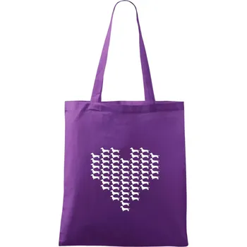 Jezevčík - Srdce - Taška bavlněná - 42 x 38 cm ( Fialová )