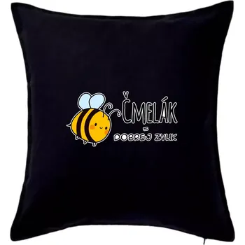 Polštář Čmelák = dobrej zvuk - Polštář 50x50 - 50x50 - Pouze potah ( Černá )