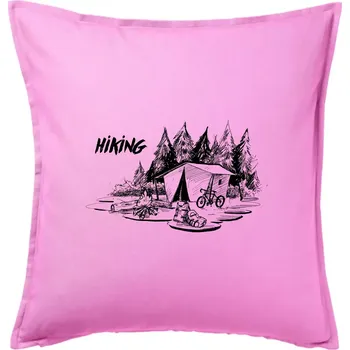 Polštář Hiking - obrázek kreslený - Polštář 50x50 - 50x50 - Pouze potah ( Růžová )