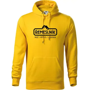 Pánská mikina Řemeslník - muž mýtus legenda - Mikina pánská Cape s kapucí - 4XL ( Žlutá )