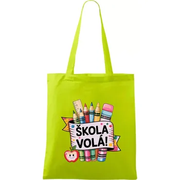 Škola volá - barevné - Taška bavlněná - 42 x 38 cm ( Limetková )