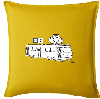 Polštář Tramvaj číslo 3 - Polštář 50x50 - 50x50 - Pouze potah ( Žlutá )