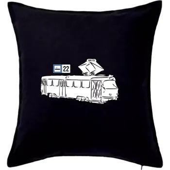 Polštář Tramvaj číslo 22 - Polštář 50x50 - 50x50 - Pouze potah ( Černá )