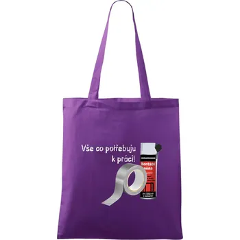 Pěna a páska - vše co potřebuji k práci - Taška bavlněná - 42 x 38 cm ( Fialová )