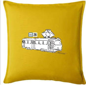 Polštář Tramvaj číslo 26 - Polštář 50x50 - 50x50 - Pouze potah ( Žlutá )