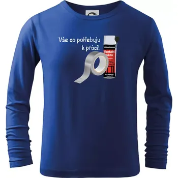 Chlapecké tričko Pěna a páska - vše co potřebuji k práci - Triko dětské Long Sleeve - 158 cm/12 let ( Královská modrá )