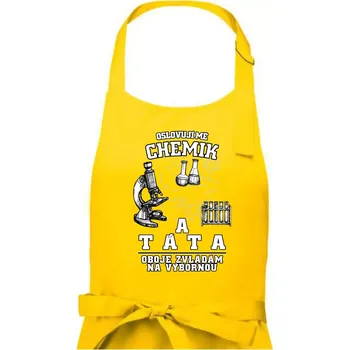 Kuchyňská zástěra Oslovuji mě chemik a táta - Pánská zástěra na vaření - Univerzální velikost ( Žlutá )