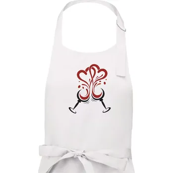 Kuchyňská zástěra Víno je láska kulaté skleničky - Dámská zástěra na vaření - Univerzální velikost ( Bílá )