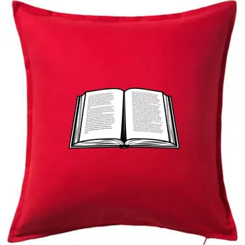 Polštář Kniha černobílá otevřená s textem - Polštář 50x50 - 50x50 - Pouze potah ( Červená )