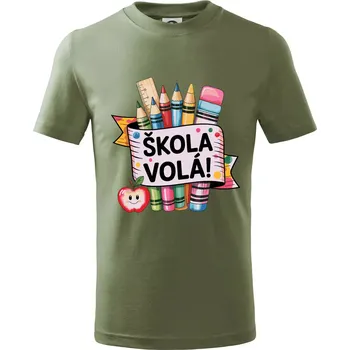 Chlapecké oblečení Škola volá - barevné - Tričko dětské bavlněné - 146 cm/10 let ( Khaki )