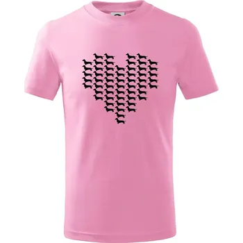 Chlapecké tričko Jezevčík - Srdce - Tričko dětské bavlněné - 104-110cm / 3-4 roky ( Růžová )