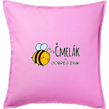 Polštář Čmelák = dobrej zvuk - Polštář 50x50 - 50x50 - Včetně výplně ( Růžová )