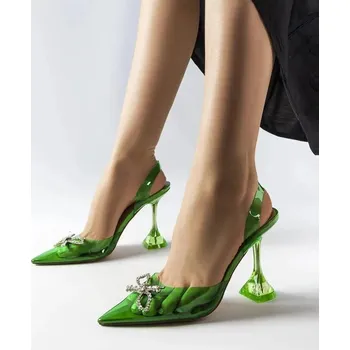 Dámské lodičky Solea: zelené transparentní lodičky na jehlách, 38 i240_207829_2:38