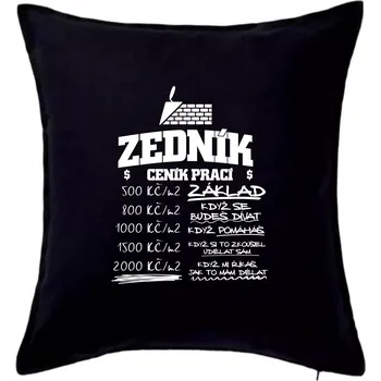 Polštář Ceník zedníka - cena za metr - Polštář 50x50 - 50x50 - Pouze potah ( Černá )