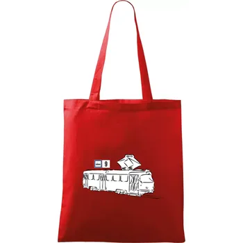 Nákupní taška Tramvaj číslo 9 - Taška bavlněná - 42 x 38 cm ( Červená )