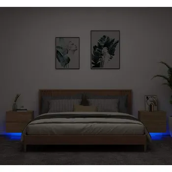Ložnice vidaXL Nástěnné noční stolky s LED osvětlením 2 ks [836823] Barva: dub sonoma