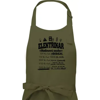 Kuchyňská zástěra Elektrikář hodinová sazba - Pánská zástěra na vaření - Univerzální velikost ( Khaki )