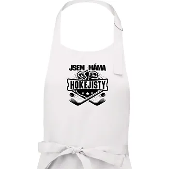 Kuchyňská zástěra Hokejový erb - Máma hokejisty - Dámská zástěra na vaření - Univerzální velikost ( Bílá )