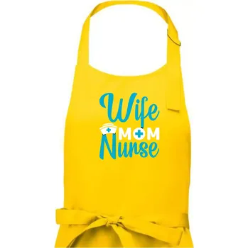 Kuchyňská zástěra Wife mom nurse - Dámská zástěra na vaření - Univerzální velikost ( Žlutá )