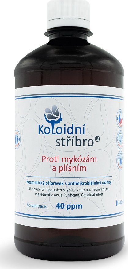 Koloidní stříbro s.r.o. Proti mykózám a plísním - Náhradní balení 500 ml 40 ppm Balení: Plastové lahve