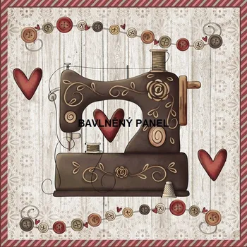 Panel bavlna - ŠITÍ, PLETENÍ-142-05 Velikost: 20x20cm