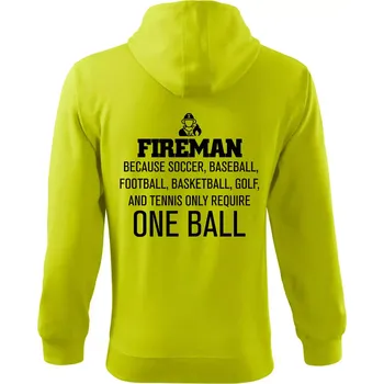 Pánská mikina Fireman beacause one ball - Mikina s kapucí na zip trendy zipper - M ( Limetková )