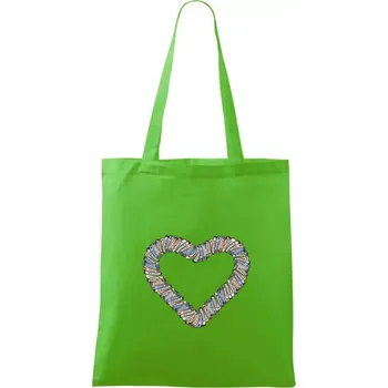 Nákupní taška Srdce z knih - Taška bavlněná - 42 x 38 cm ( Apple Green )
