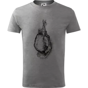 Boxerské rukavice kreslené na výšku - Tričko dětské bavlněné - 98 cm / 2 roky ( Tmavě šedý melír )