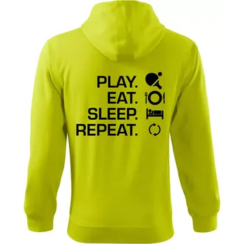 Pánská mikina Stolní tenis - eat sleep - Mikina s kapucí na zip trendy zipper - L ( Limetková )