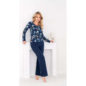 Pánské pyžamo Pyžamo Donna Caroline Dlouhá délka/r M-2XL tmavě modrá XL
