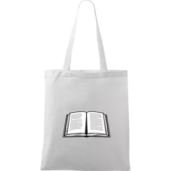 Kniha černobílá otevřená s textem - Taška bavlněná - 42 x 38 cm ( Bílá )