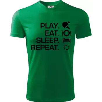 Chlapecké tričko Stolní tenis - eat sleep - Dětské triko sportovní (dresovina) - 146 cm/10 let ( Středně zelená )