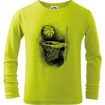 Dětská móda Basketball - kresba tužkou - Triko dětské Long Sleeve - 158 cm/12 let ( Limetková )