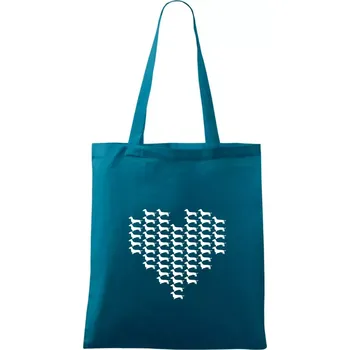 Jezevčík - Srdce - Taška bavlněná - 42 x 38 cm ( Petrolejová )