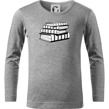 Chlapecké tričko Knihy černobílé na sobě - Triko dětské Long Sleeve - 158 cm/12 let ( Tmavě šedý melír )