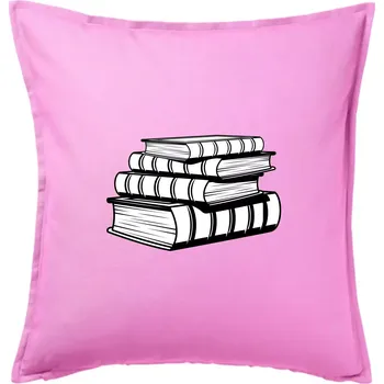 Polštář Knihy černobílé na sobě - Polštář 50x50 - 50x50 - Pouze potah ( Růžová )