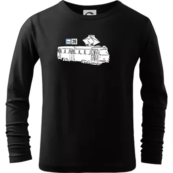 Chlapecké tričko Tramvaj číslo 26 - Triko dětské Long Sleeve - 146 cm/10 let ( Černá )