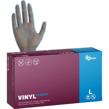 Pracovní rukavice ESPEON Vinylové rukavice VINYL CLASSIC 100 ks, nepudrované, modré, 4.8 g Velikost: L