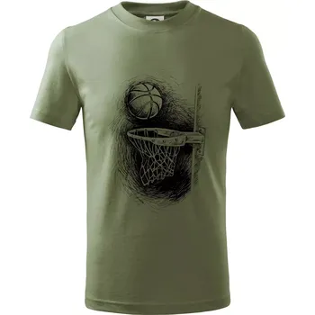 Basketball - kresba tužkou - Tričko dětské bavlněné - 158 cm/12 let ( Khaki )