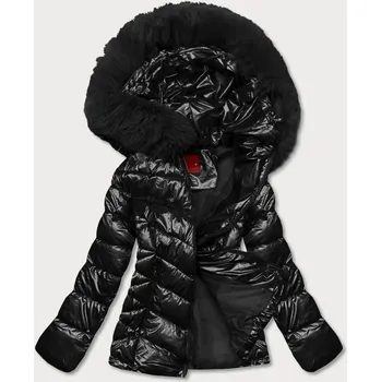 Dámská cargo bunda Dámská černá krátká bunda s kožešinou, odstíny černé M (38) i392_20903-47