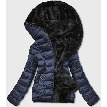 Dámská cargo bunda Tmavě modrá oboustranná dámská bunda se kožíškem, odstíny modré XXL (44) i392_20716-48