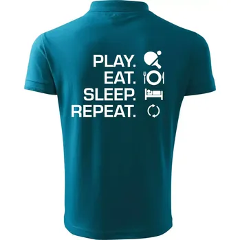 Pánská košile Stolní tenis - eat sleep - Polokošile pánská Pique Polo 203 - 4XL ( Tmavý tyrkys )