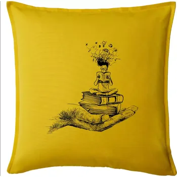 Polštář Čtenář - ruka kreslená - Polštář 50x50 - 50x50 - Pouze potah ( Žlutá )