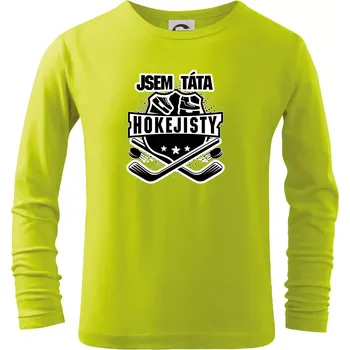 Chlapecké tričko Erb - Jsem táta hokejisty - Triko dětské Long Sleeve - 134 cm/8 let ( Limetková )