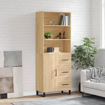 přebalovací pult a komoda Skříň highboard dub sonoma 69,5 x 34 x 180 cm kompozitní dřevo Hnědá3189472
